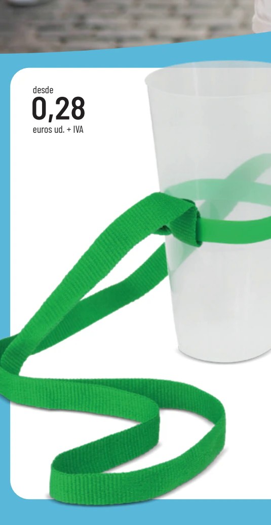Riki — Lanyard portavasos silicona, 45 cm.